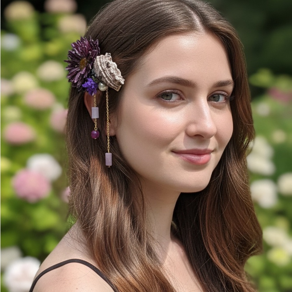 Elegant Purple Floral Hair Accessory